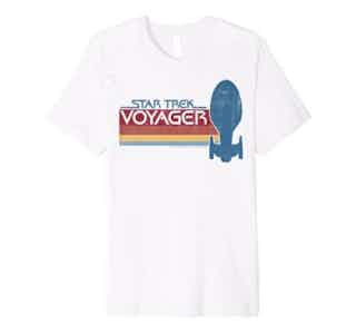 Star Trek Voyager Retro Rainbow Stripe Premium T-Shirt