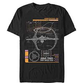 Men’s Star Trek: Deep Space Nine Space Station Schematics T-Shirt – Black – X Large