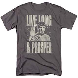 Popfunk Star Trek Live Long & Prosper T Shirt & Stickers (Large) Charcoal