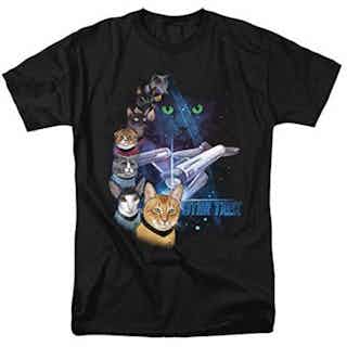 Trevco Star Trek Cats Feline Galaxy Unisex Adult T-Shirt for Men and Women