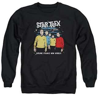Star Trek Series Cast Explore Strange New Worlds Adult Crewneck Sweatshirt Black