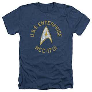 Star Trek The Original Sci-Fi TV Series Retro U.S.S Enterprise Adult HA T-Shirt Navy